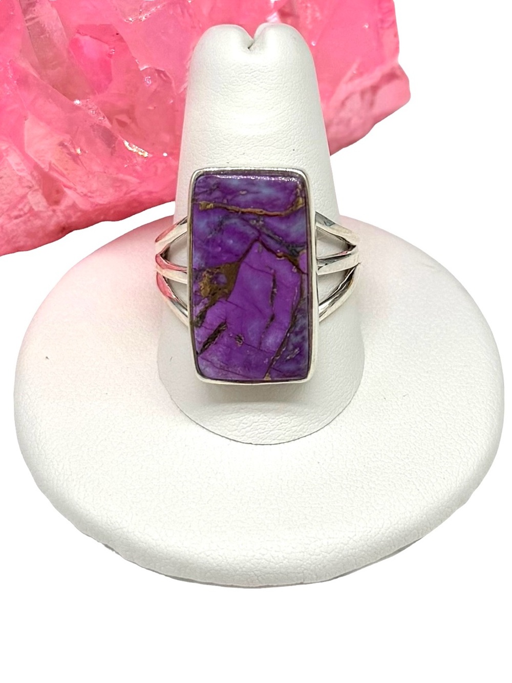 Kingman Purple Copper Turquoise Ring Size 9.5 Solid 925 Sterling Silver